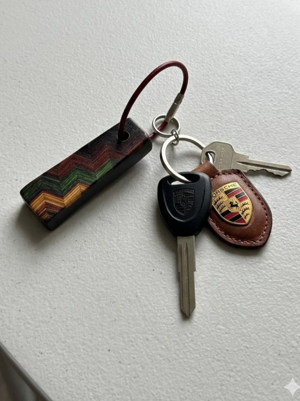 Santa Fe Inlaid Wood Unisex Keychain